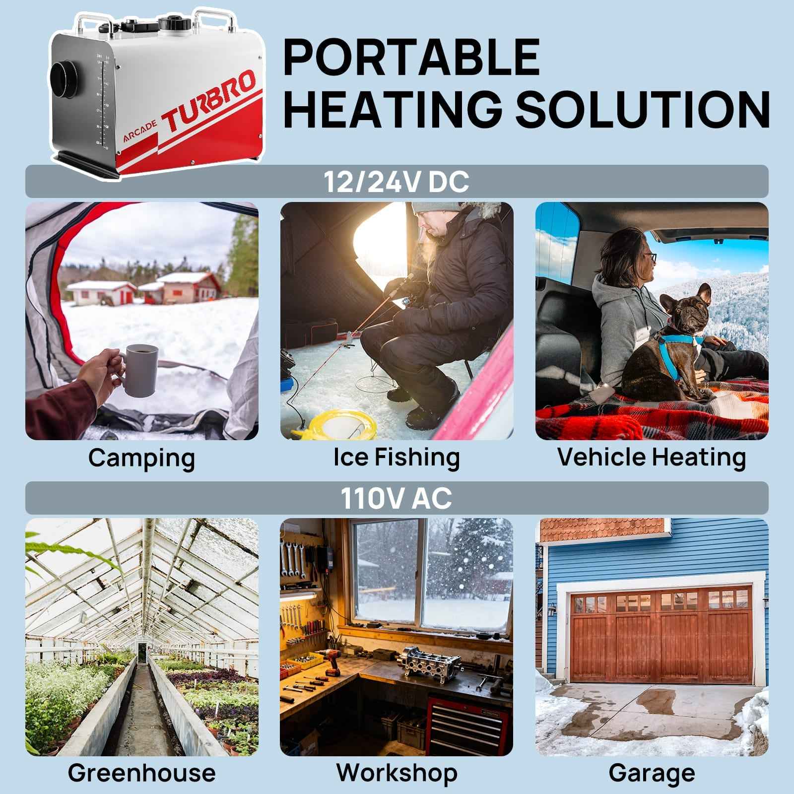 Arcade H8BP Diesel Heater, 8kW Triple Power, All-in-One Compact