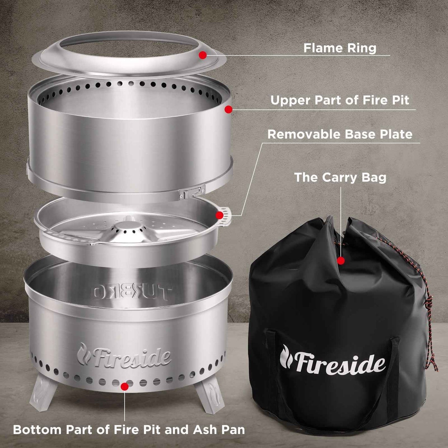 Pluto R19-SS Smokeless Outdoor Fire Pit -  Stainless Steel