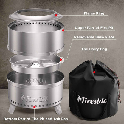 Pluto R19-SS Smokeless Outdoor Fire Pit -  Stainless Steel