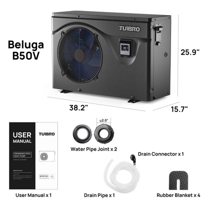 Beluga Inverter Swimming Pool Heat Pump, 33K/50K/58K/75K BTU