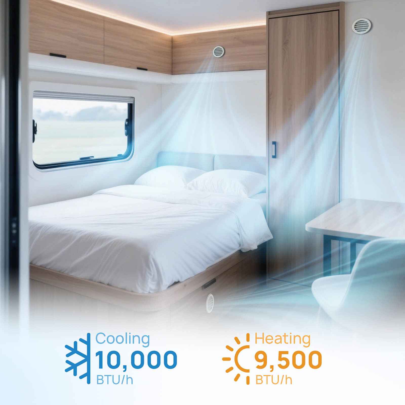 Lapland LL10V 10,000 BTU Inverter Under Bench RV Air Conditioner w/ Heat Pump (R32 Refrigerant)