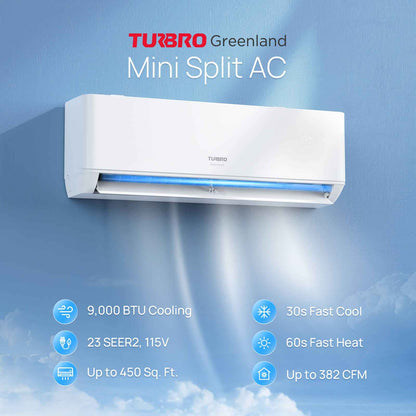 Greenland 9000 BTU WiFi Ductless Mini Split AC with Heat Pump (R454B)