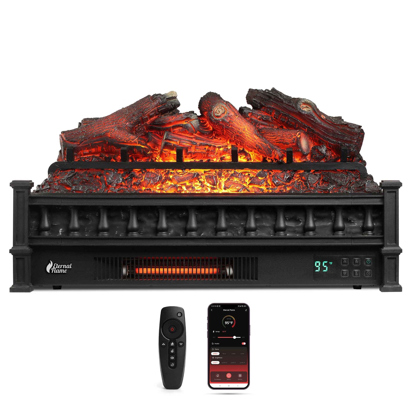 Eternal Flame EF26-LG Smart Electric Fireplace Logs, WiFi Enabled