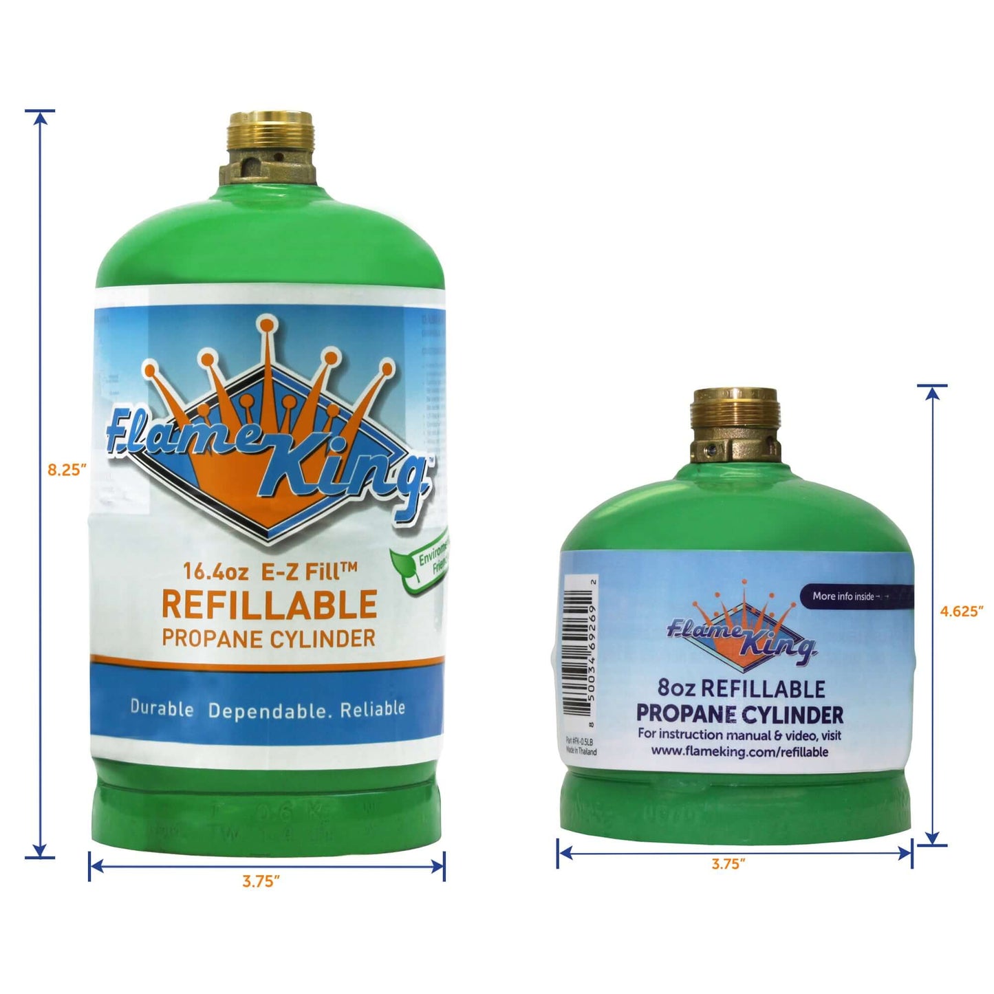 Flame King 2 Pack 8oz Refillable Propane Cylinder for Camping