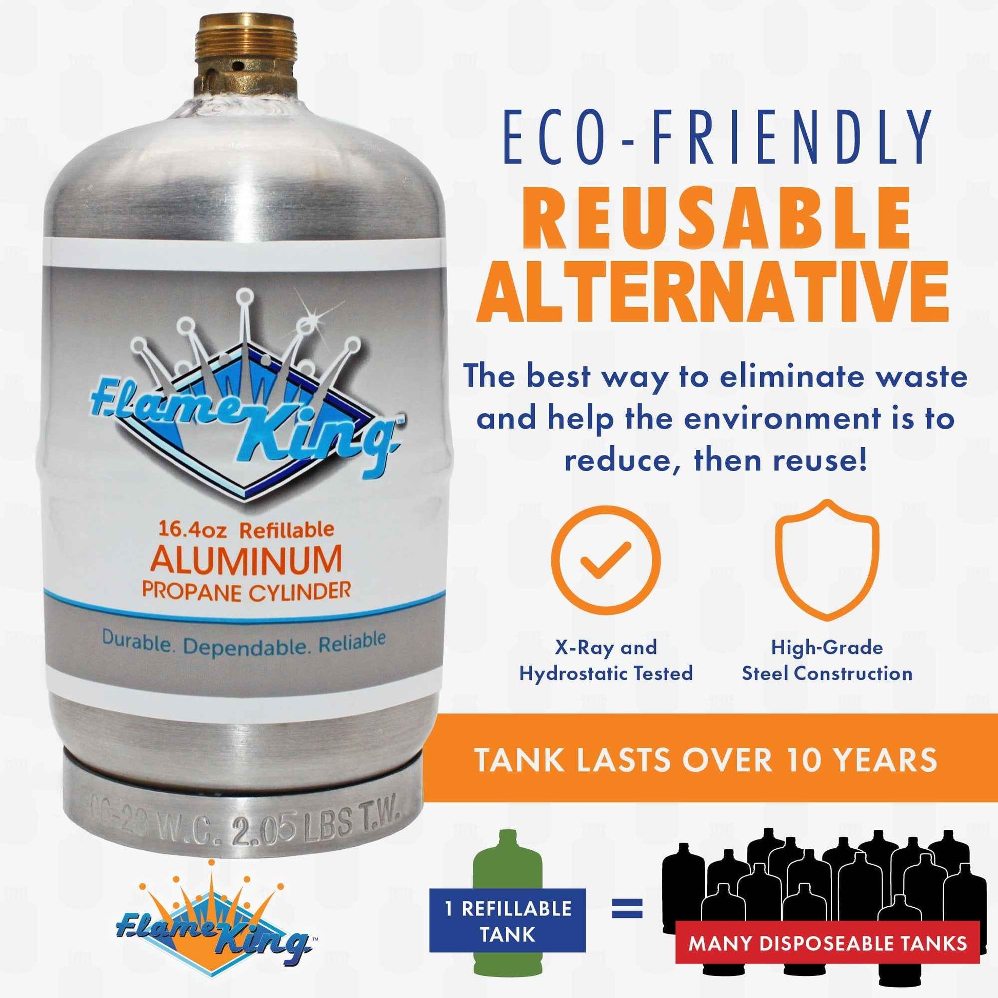 Flame King 2 pack Aluminum Eco Friendly Sustainable 1lb Empty Refillable Propane Tank LP Cylinder
