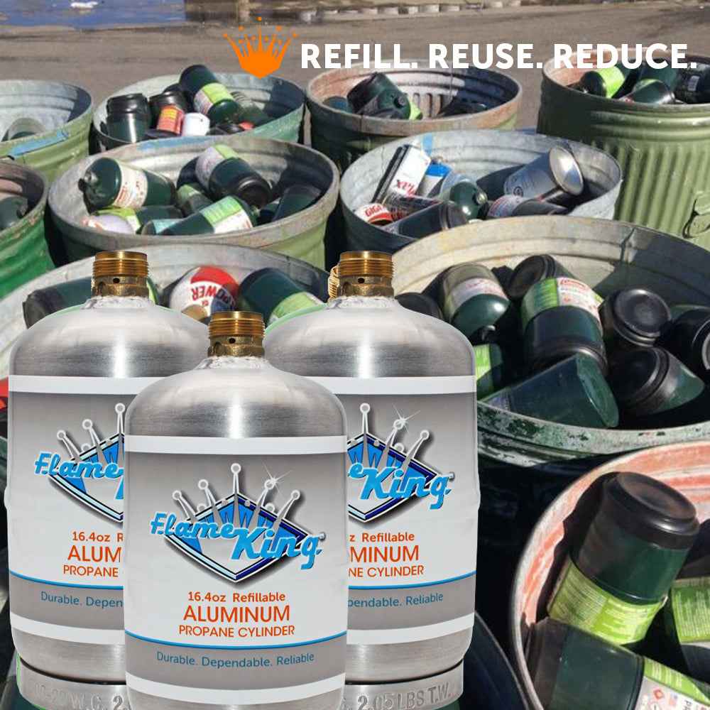 Flame King Eco Friendly Sustainable 1lb Aluminum Refillable Propane Tank LP Cylinder