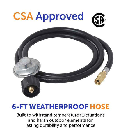 Flame King Regulator Hose Adapter Connect to 20Lb Tank for 17 and 22 inch Tabletop Grill Griddle, 6 Feet