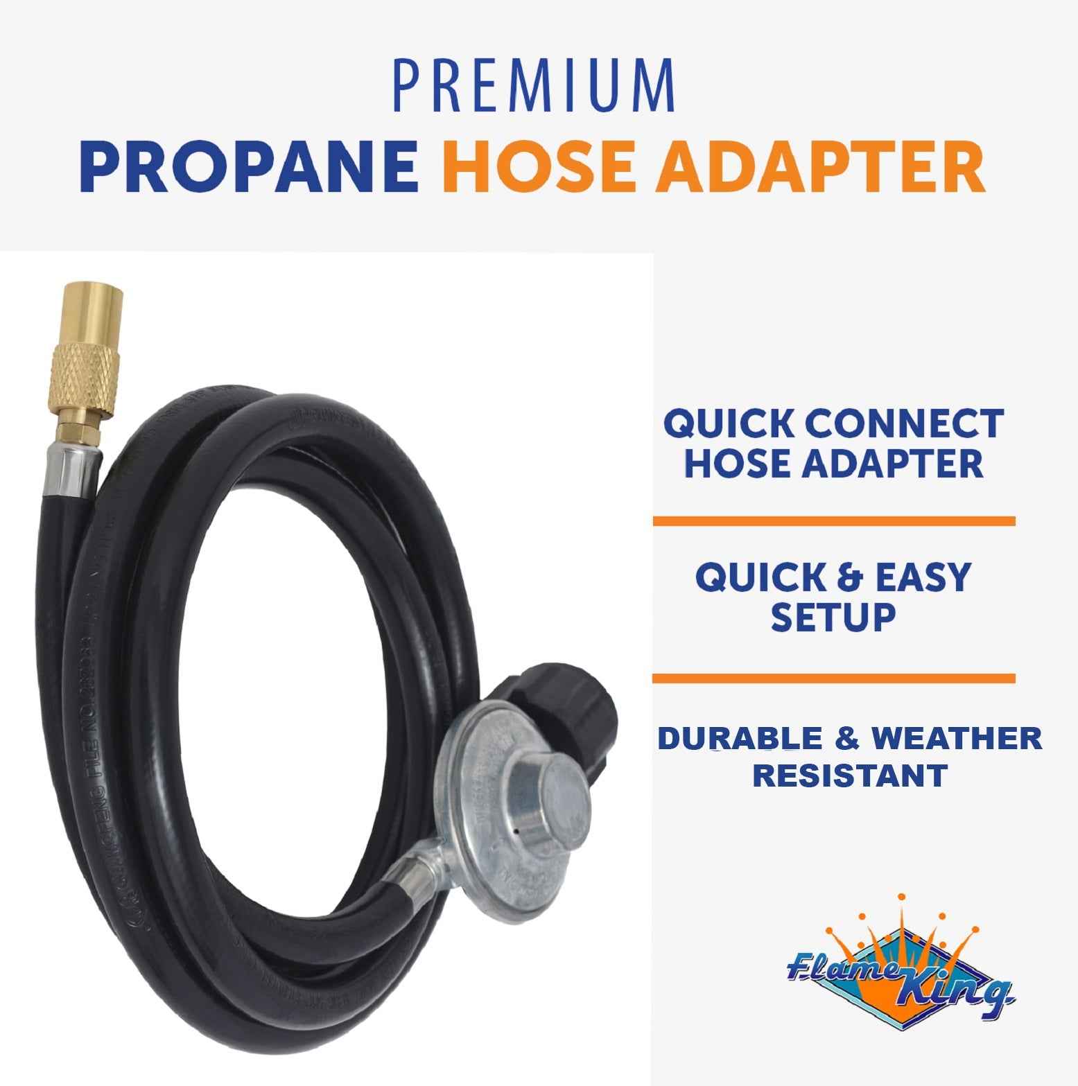 Flame King Regulator Hose Adapter Connect to 20Lb Tank for 17 and 22 inch Tabletop Grill Griddle, 6 Feet