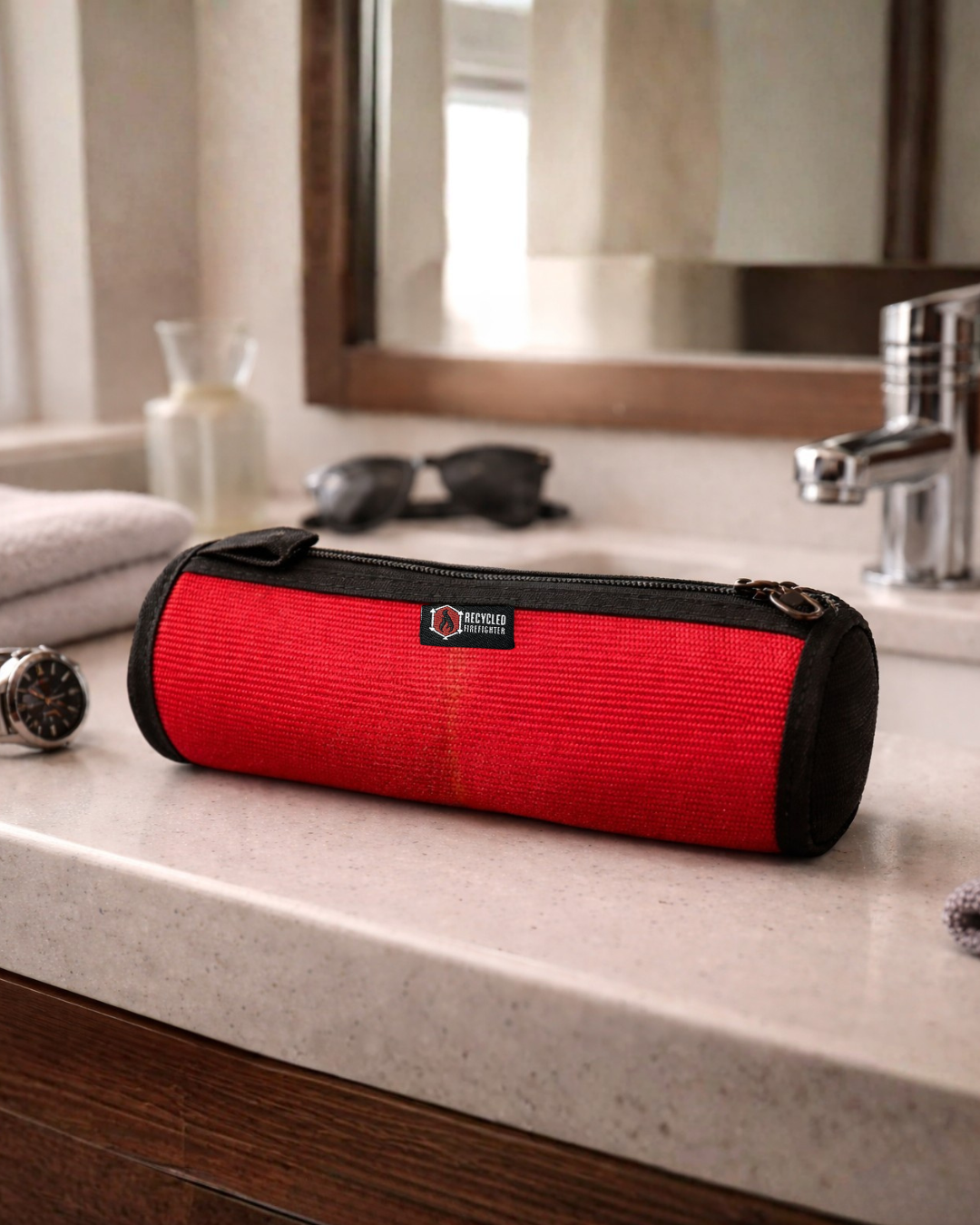 Recycled Firefighter Fire Hose Dopp Kit for Travelers