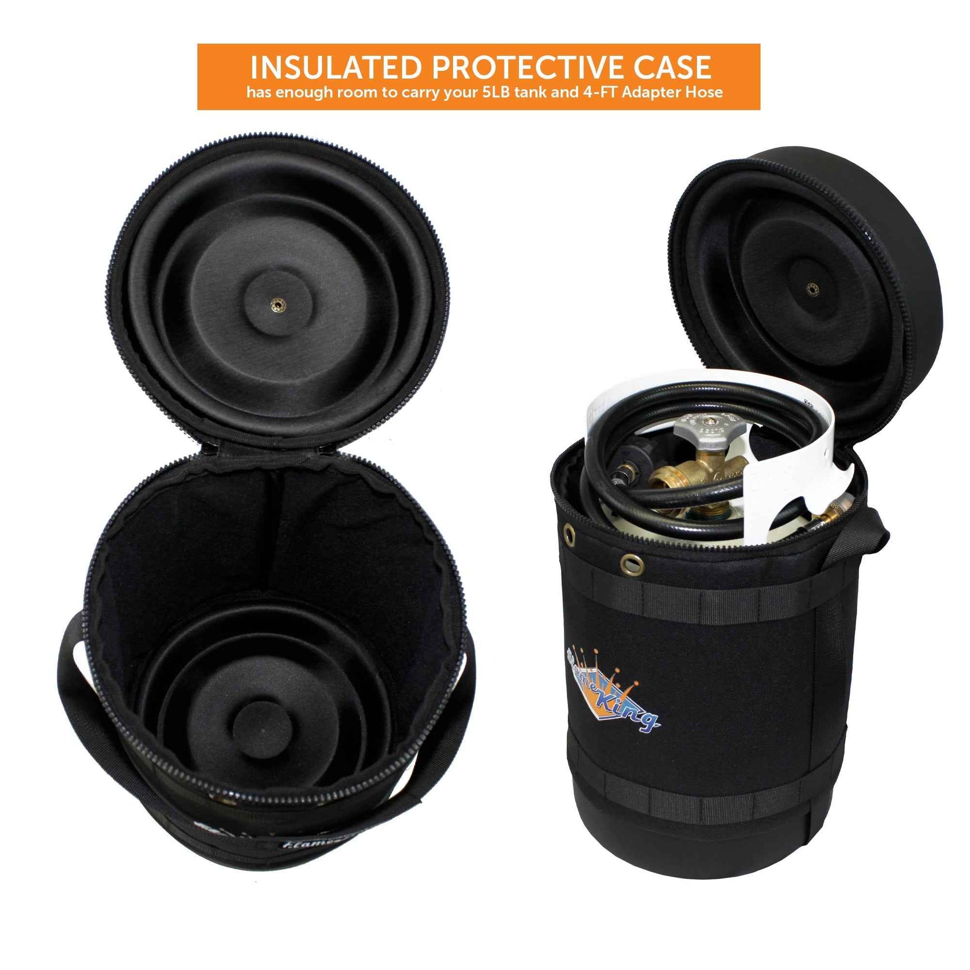 Flame King Propane Gas Hauler Kit 5lb Propane Tank, Adapter Hose and Insulated Protective Carry Case