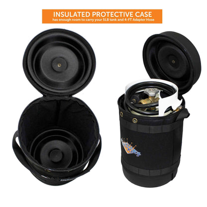 Flame King Propane Gas Hauler Kit 5lb Propane Tank, Adapter Hose and Insulated Protective Carry Case