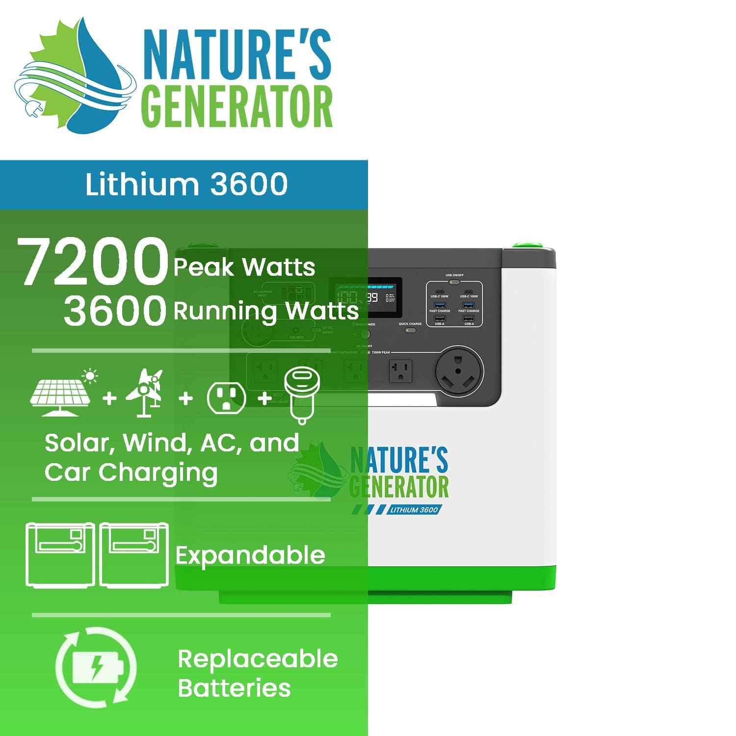 Nature's Generator Lithium 3600 Power Station