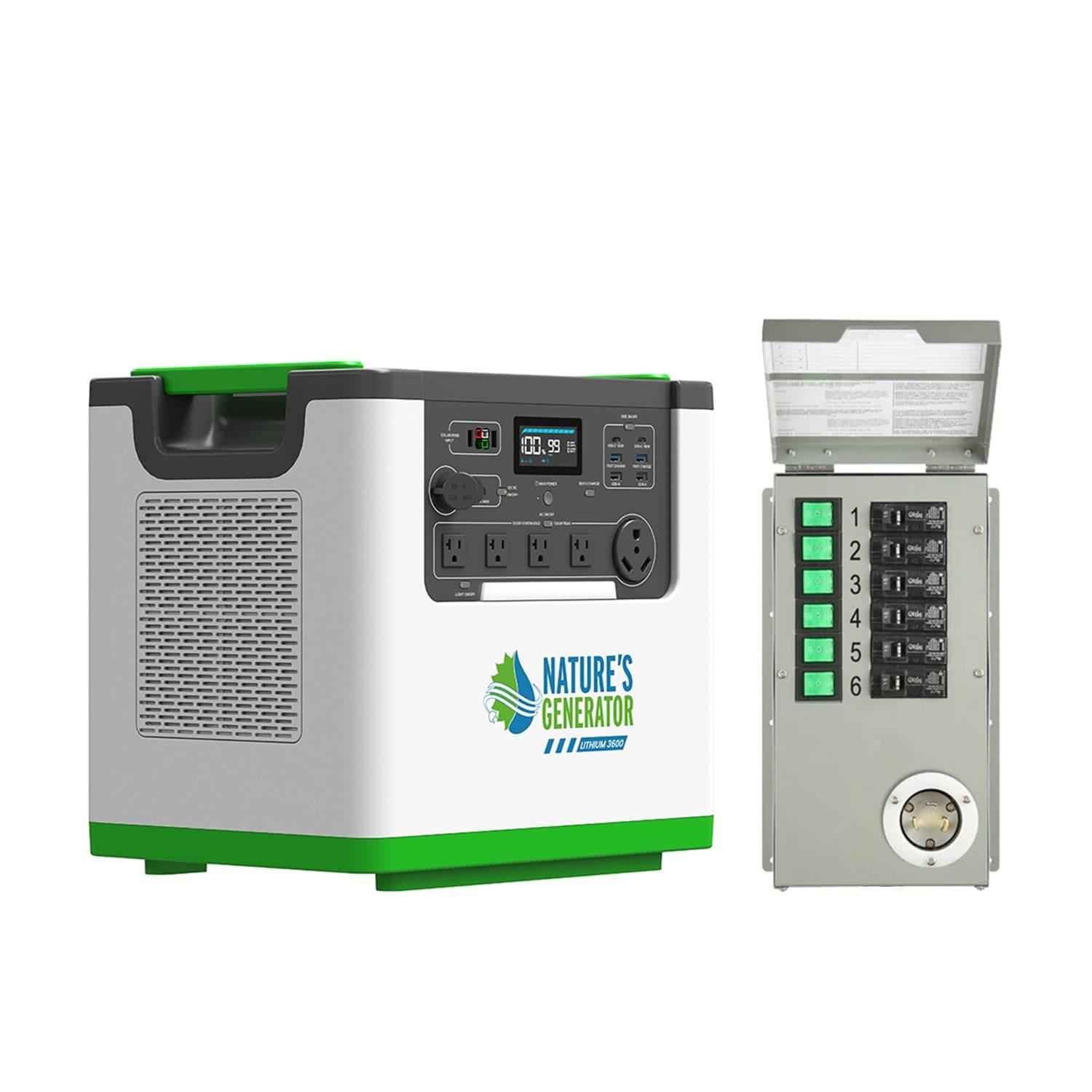 Nature's Generator Lithium 3600 Solar Generator and Transfer Switch