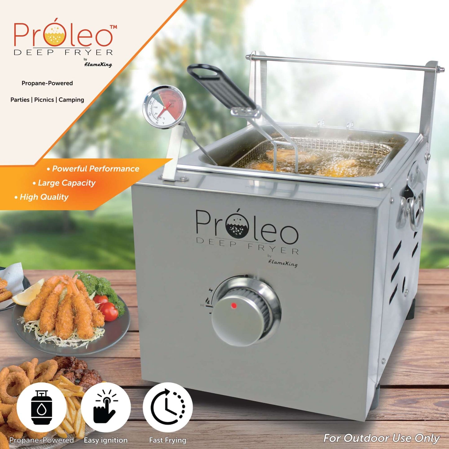 Flame King Proleo 1 Gallon Portable Propane Deep Fryer