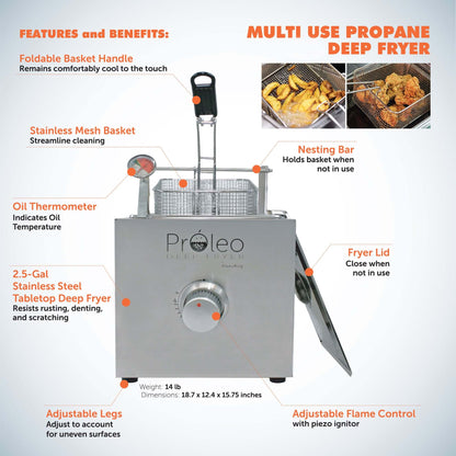 Flame King Proleo 1 Gallon Portable Propane Deep Fryer