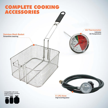 Flame King Proleo 1 Gallon Portable Propane Deep Fryer