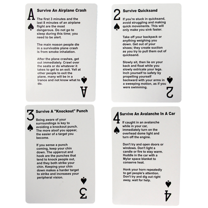 Survival Tips Playing Cards