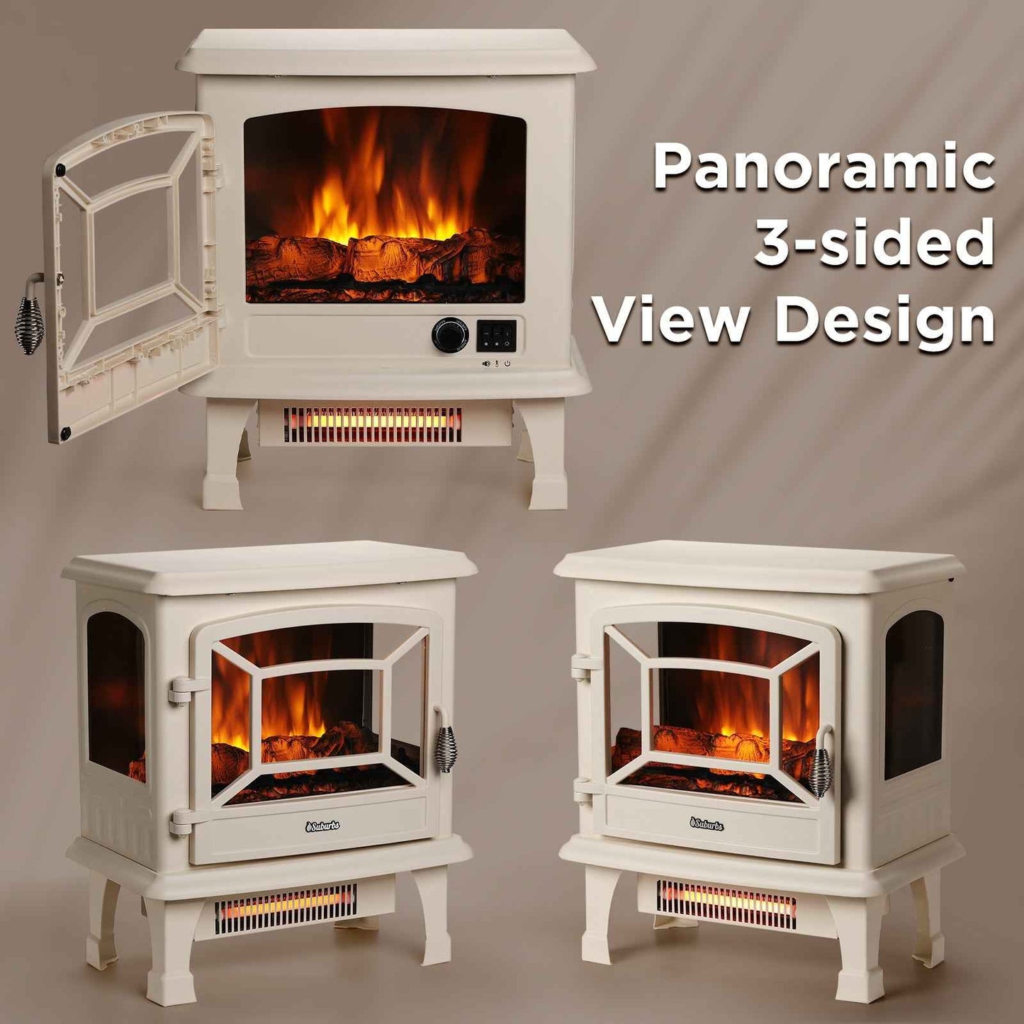 Suburbs TS20-SD Electric Fireplace Stove Heater with Sound