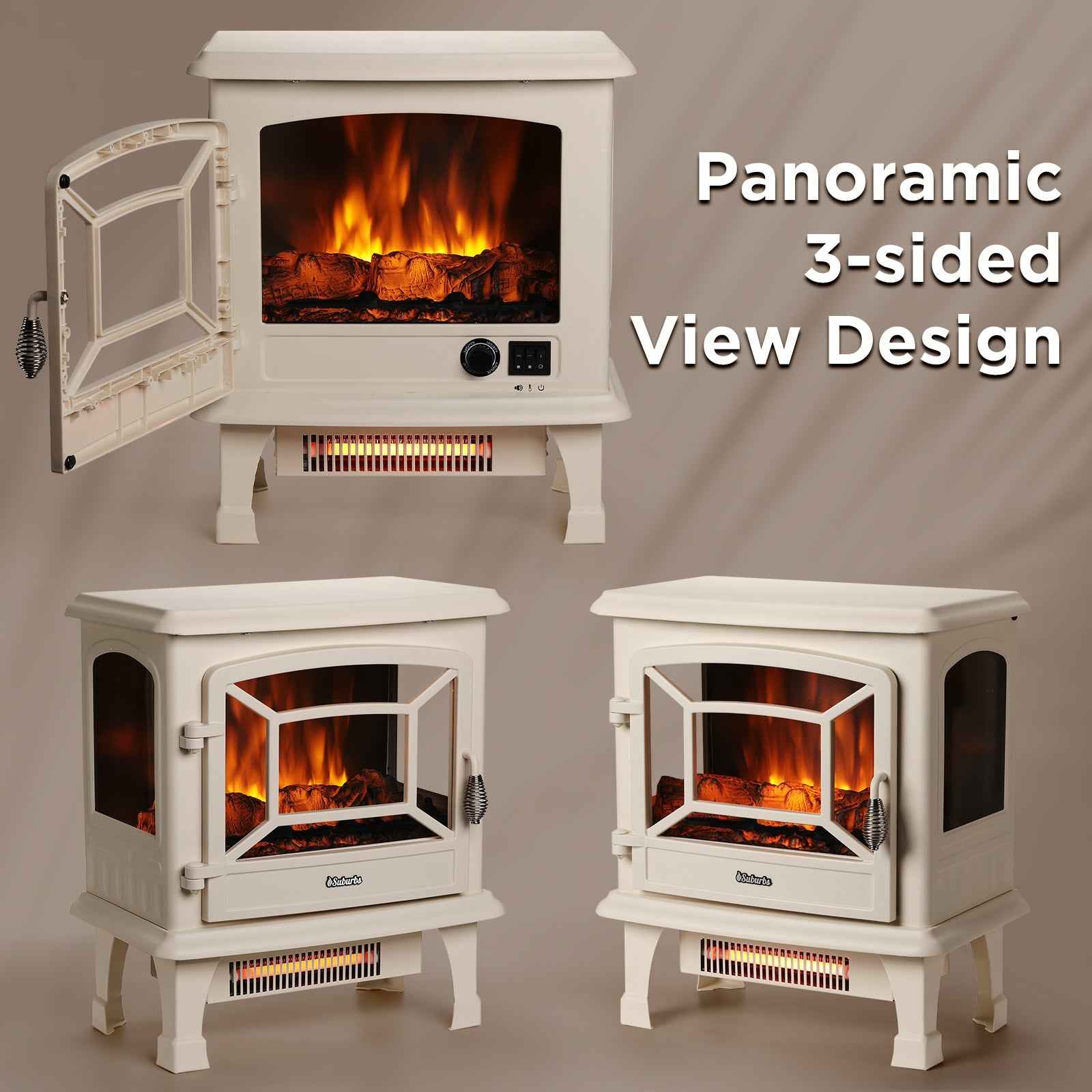 Suburbs TS20-SD Electric Fireplace Stove Heater with Sound