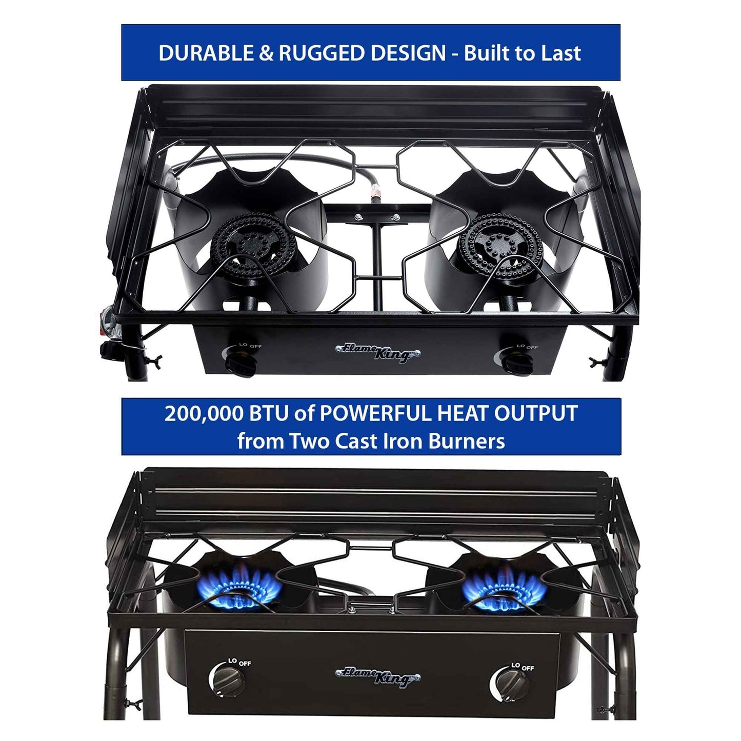 Flame King Outdoor Propane Double Dual Burner Cooker Stove