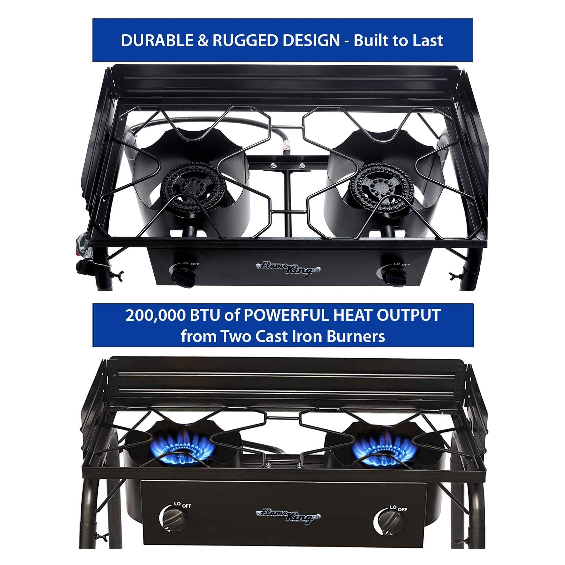 Flame King Outdoor Propane Double Dual Burner Cooker Stove