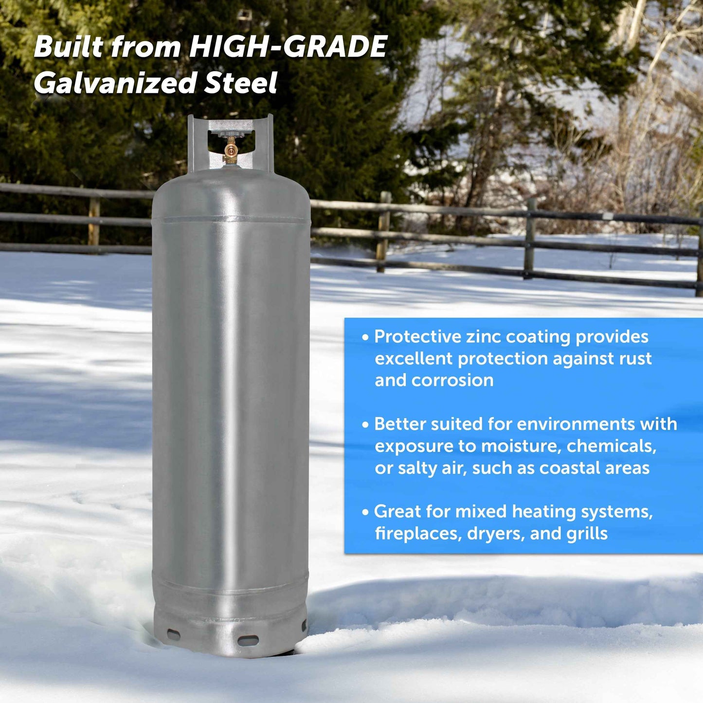Flame King 100lb Empty Galvanized Propane Tank LP Cylinder with POL Valve
