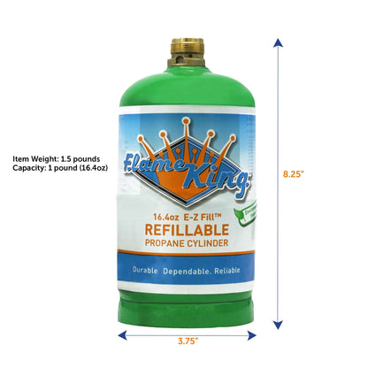 Flame King Eco Friendly Sustainable 1lb Empty Refillable Propane Tank LP Cylinder