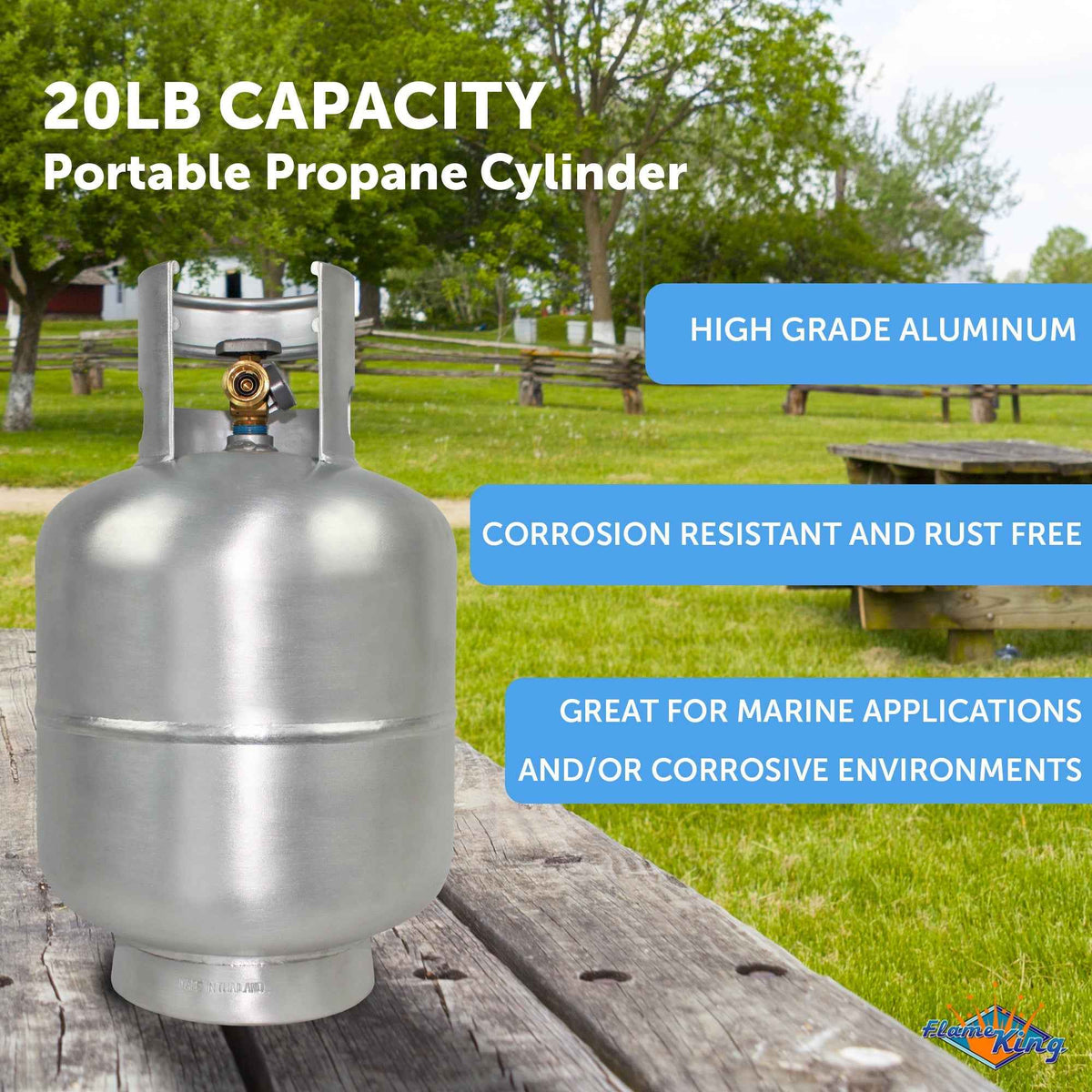 Flame King Lightweight 20lb Aluminum Propane Tank LP Cylinder with OPD & Gauge