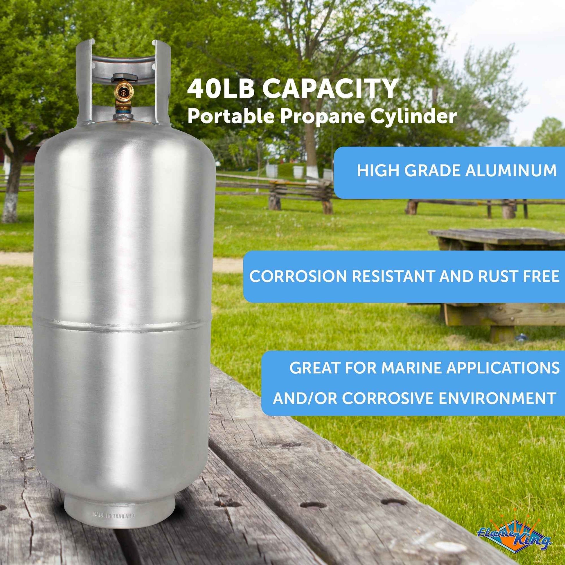Flame King Lightweight Aluminum 40lb Propane Tank Cylinder Premium OPD Valve