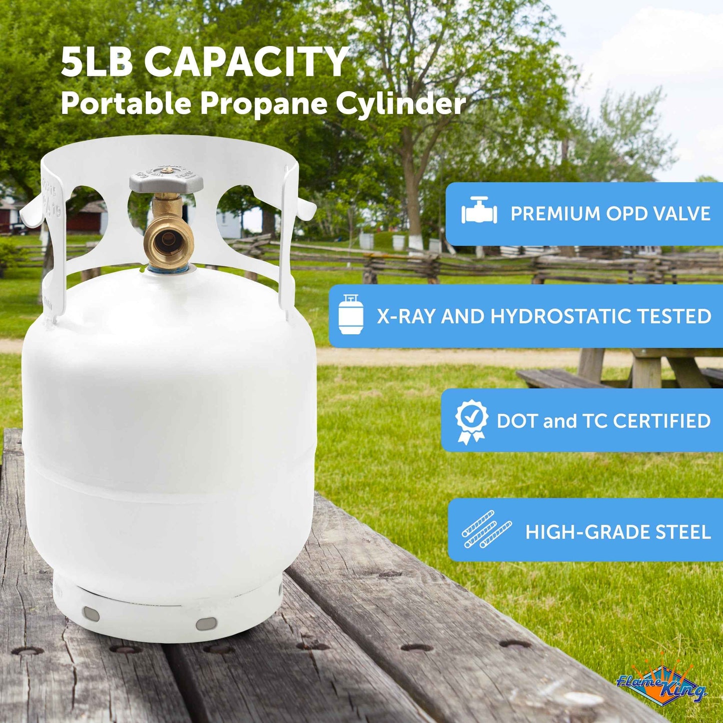 Flame King 5lb Propane Tank LP Cylinder with OPD