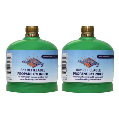 Flame King 2 Pack 8oz Refillable Propane Cylinder for Camping
