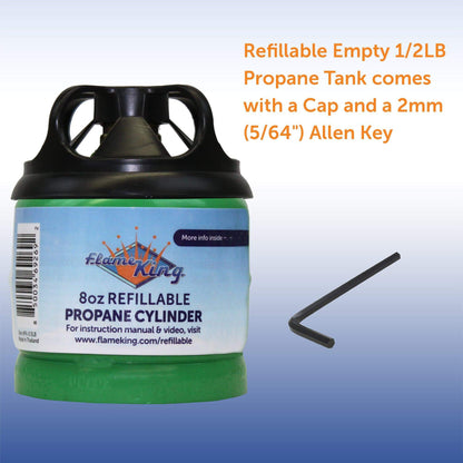 Flame King 2 Pack 8oz Refillable Propane Cylinder for Camping