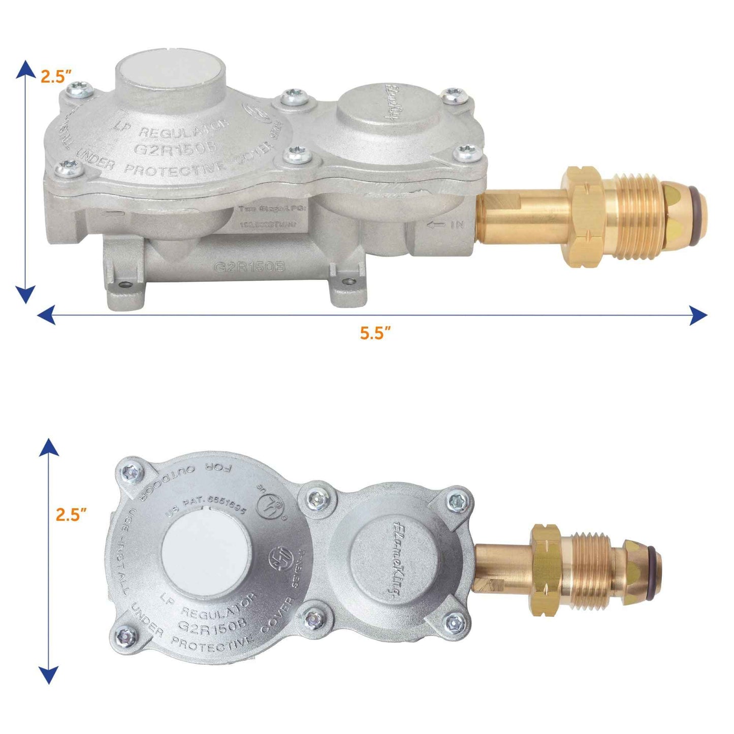 Flame King 2-Stage 160,000 BTU Propane LP Horizontal Super Compact Regulator
