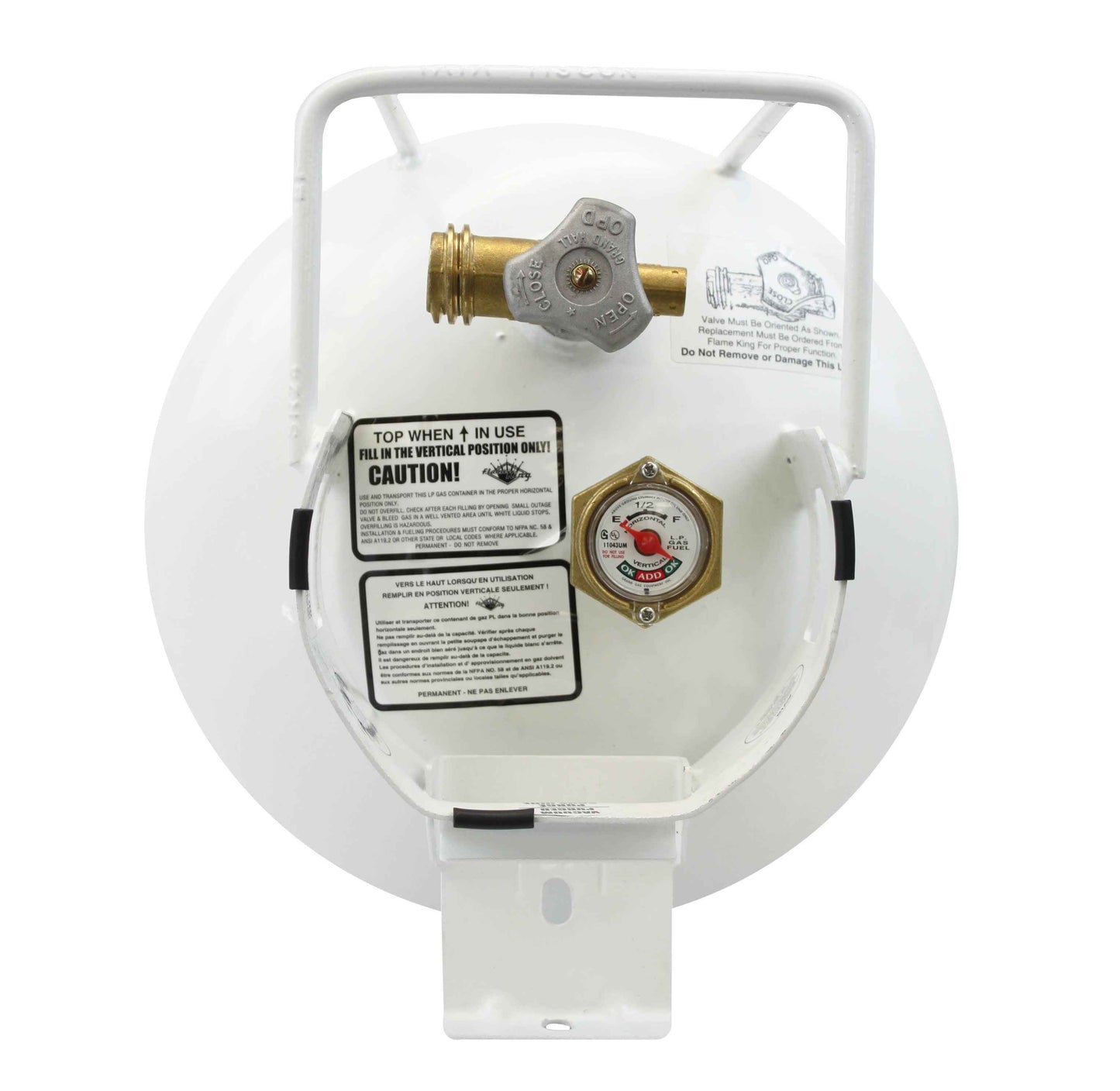 Flame King 30lb Horizontal Propane Cylinder Tank With Valve and Gauge RV Trailer