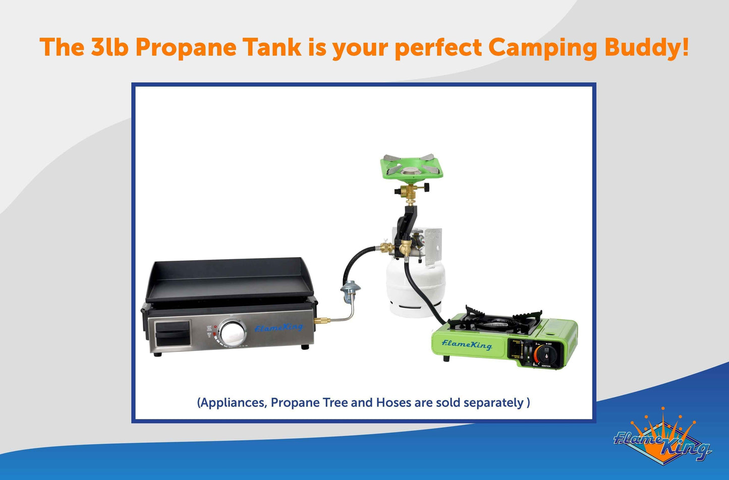 Flame King 3lb Propane Tank LP Cylinder with Gauge and OPD
