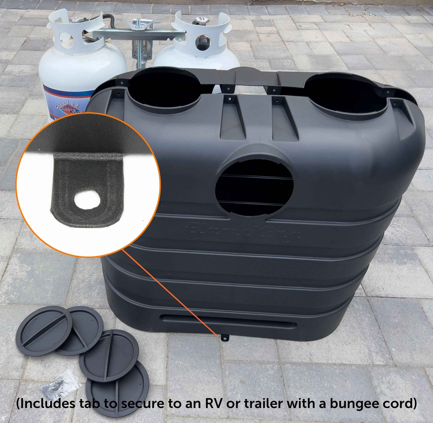 Flame King Dual 30LB LP Propane Tank Light Plastic Heavy Duty Cover RV Trailer Black