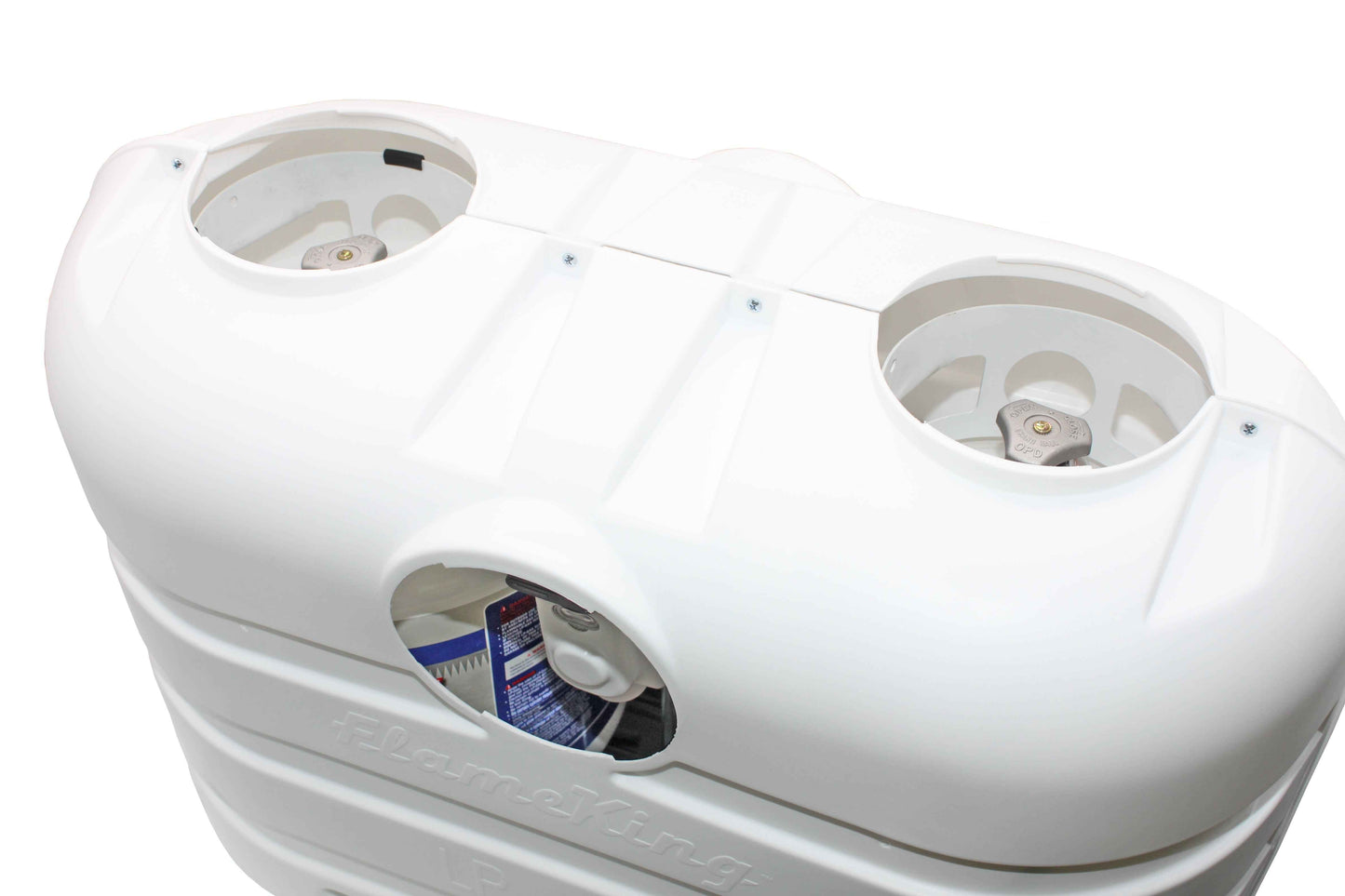 Flame King Dual 30LB LP Propane Tank Light Plastic Heavy Duty Cover RV Trailer White