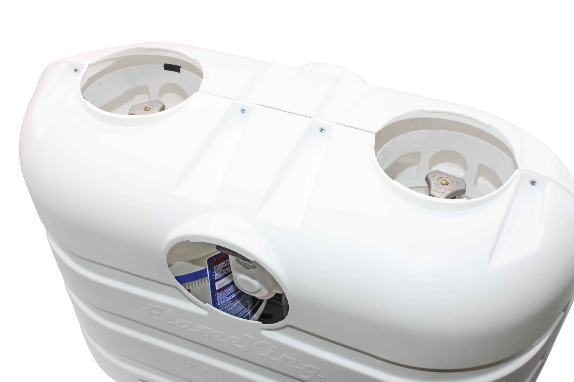 Flame King Dual 30LB LP Propane Tank Light Plastic Heavy Duty Cover RV Trailer White