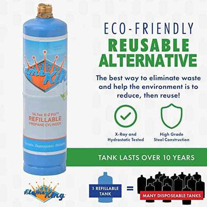 Flame King Eco Friendly Sustainable 1lb Refillable Propane Tank Welding LP Cylinder 14.1