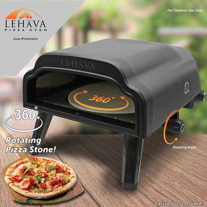 Flame King Outdoor Portable 14-inch Propane Pizza Oven Gas 360 Degree Rotating Stone