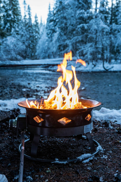 Flame King Outdoor Portable Propane Gas 19″ Fire Pit Bowl with Self Igniter Cover Carry Straps