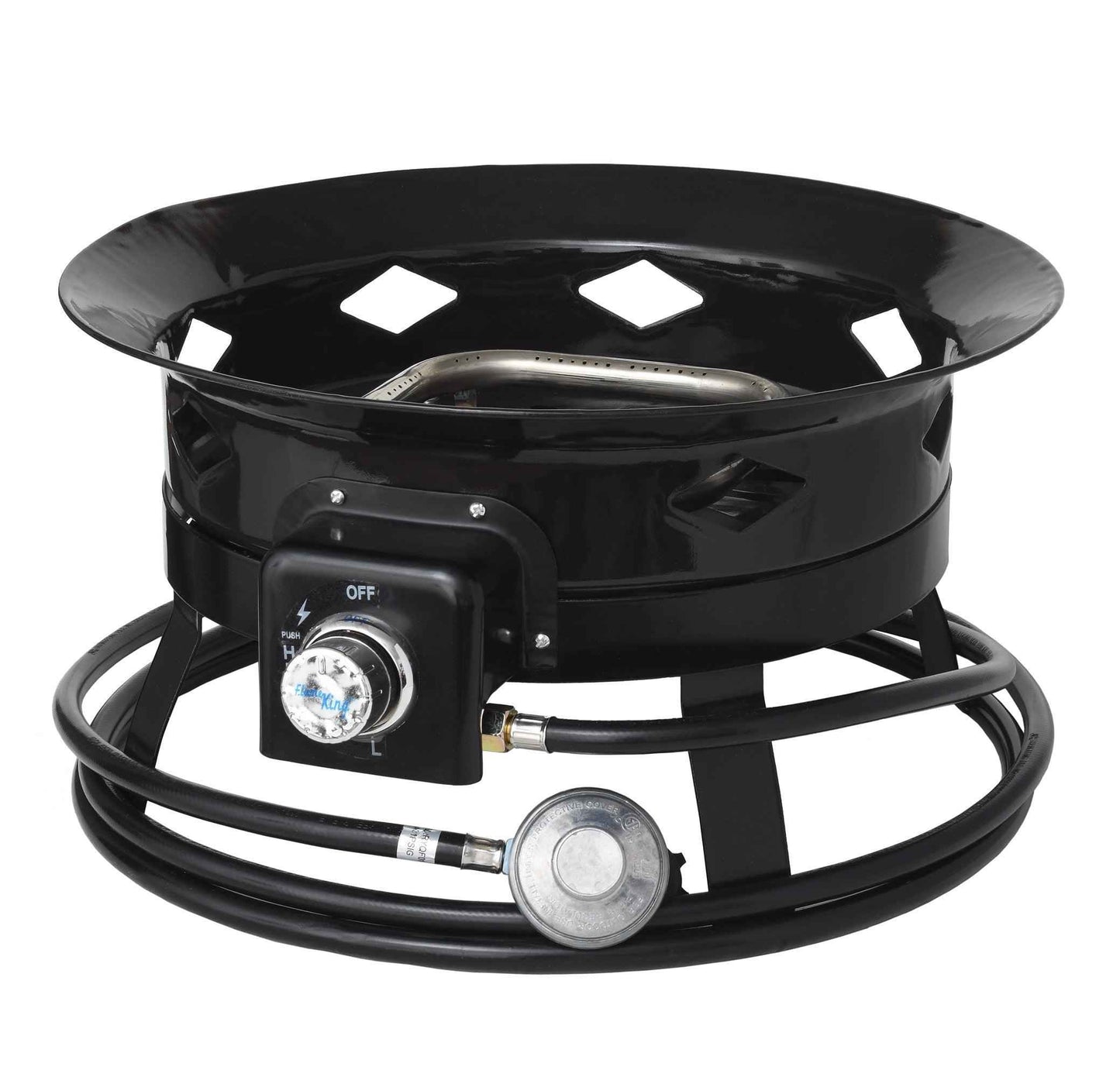 Flame King Outdoor Portable Propane Gas 19″ Fire Pit Bowl with Self Igniter Cover Carry Straps