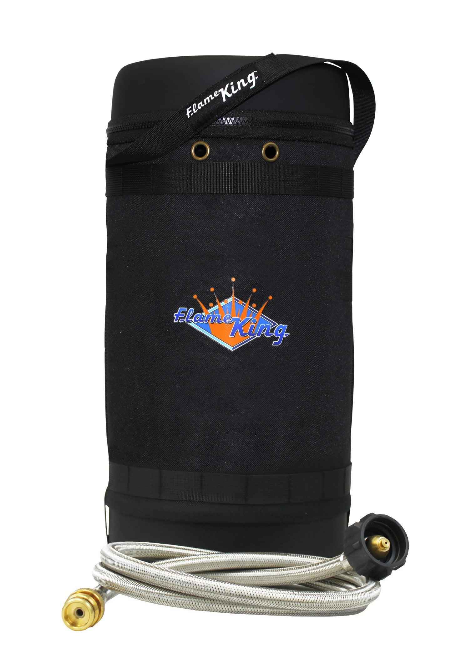 Flame King Propane Gas Hauler Kit 10lb Propane Tank, Adapter Hose and Insulated Protective Carry Case