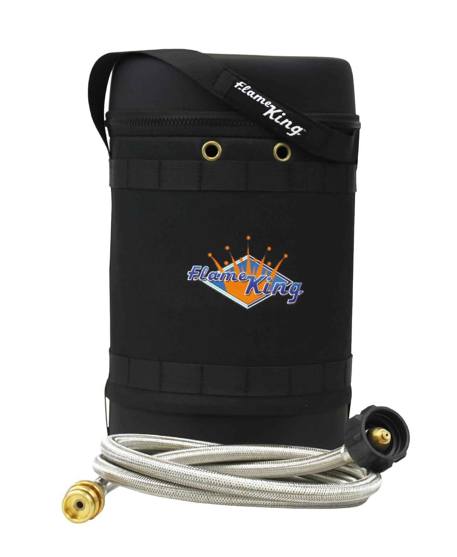 Flame King Propane Gas Hauler Kit 5lb Gauge Propane Tank, Adapter Hose and Insulated Protective Carry Case