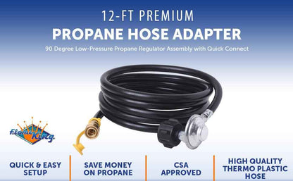 Flame King Propane Regulator Hose with Quick Connect - 12 feet