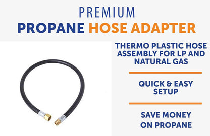 Flame King Thermo Plastic Hose Assembly for LP and Natural Gas, 32 Inch, 3/8 Inch