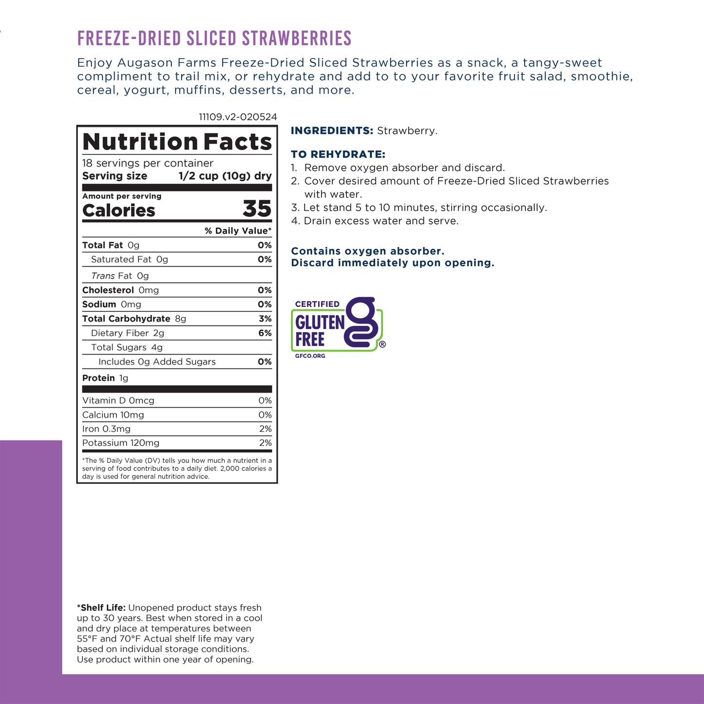 Augason Farms Freeze Dried Sliced Strawberries 18 Servings
