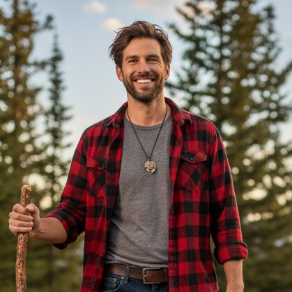 generic man placeholder with no suit, make it look like someone who would buy camping gear