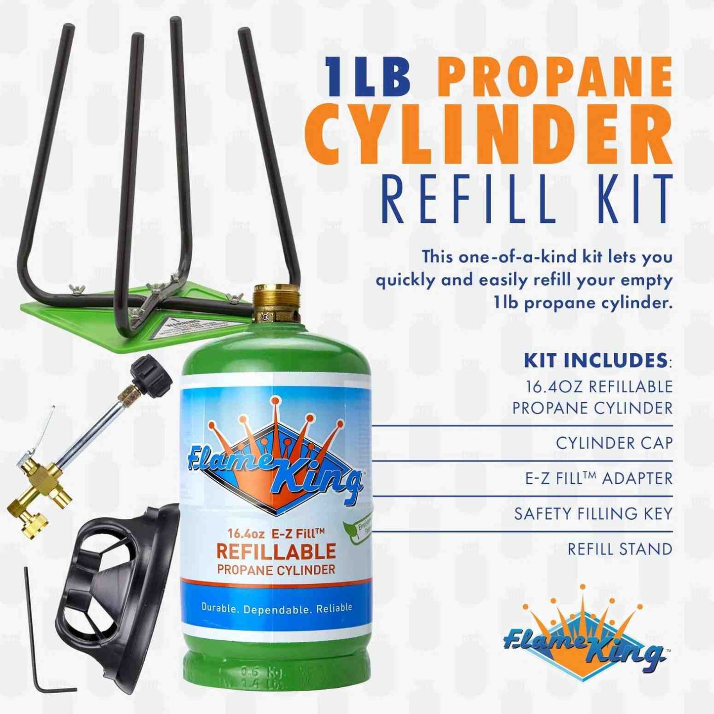 Flame King 1lb Refillable Propane Cylinder Refill Kit