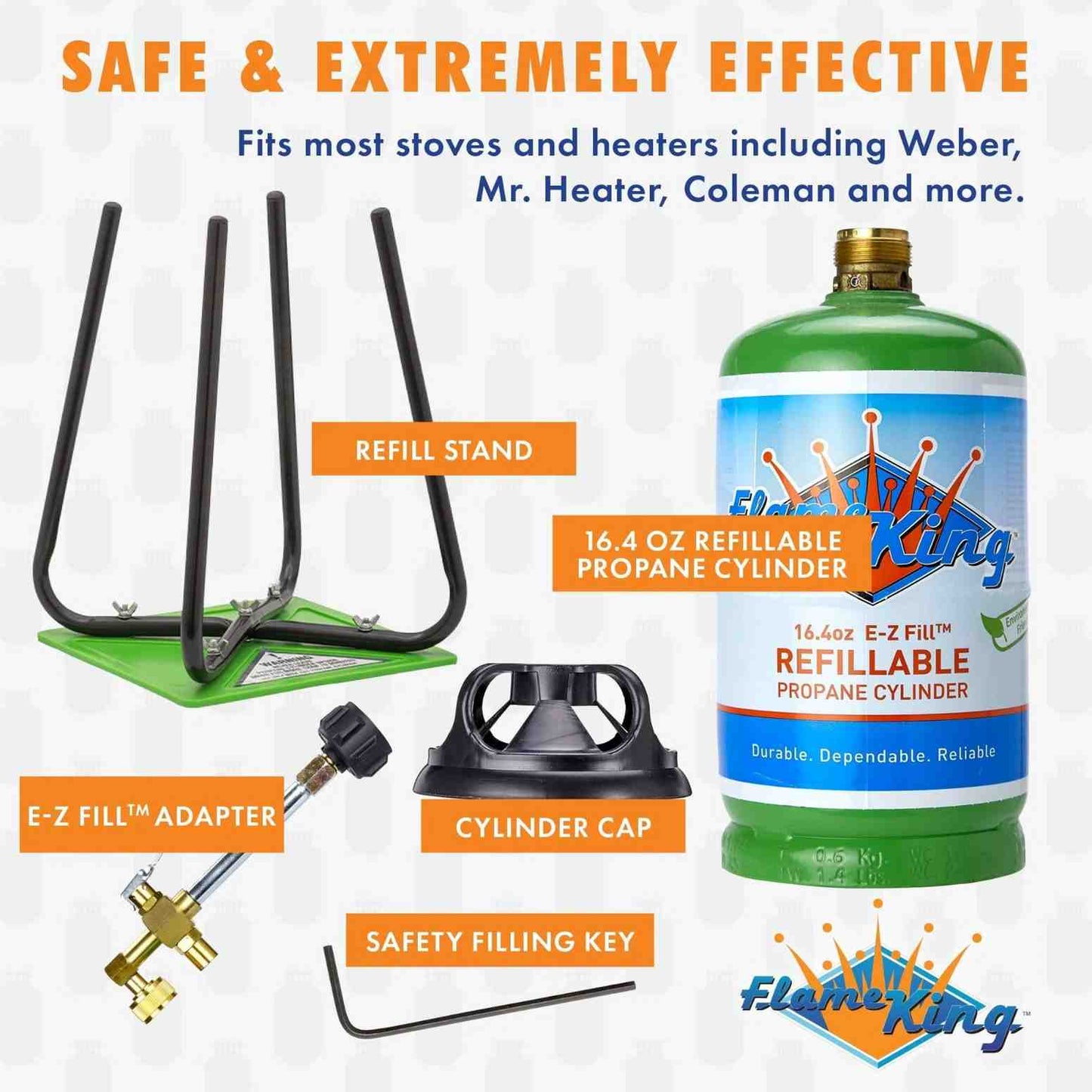 Flame King 1lb Refillable Propane Cylinder Refill Kit